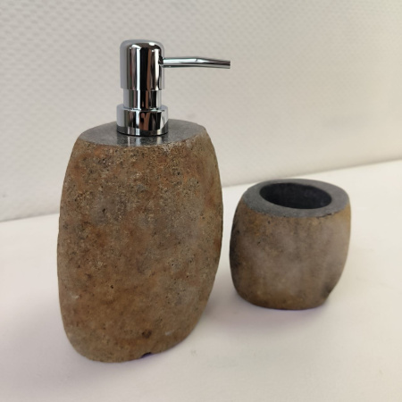 Набор из речного камня 2 предмета RN-03812 дозатор,стаканчик (143,144)