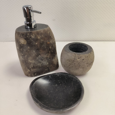 Набор из речного камня 3 предмета RN-03821 дозатор, стаканчик,мыльница) (143,144,145)