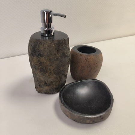 Набор из речного камня 3 предмета RN-03816 дозатор, стаканчик,мыльница) (143,144,145)
