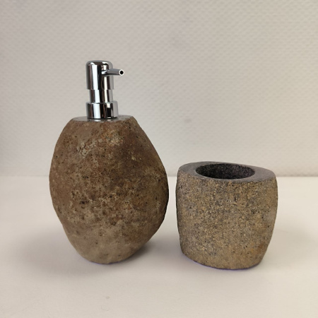 Набор из речного камня 2 предмета RN-03808 дозатор,стаканчик (143,144)