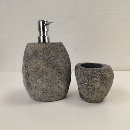 Набор из речного камня 2 предмета RN-03811 дозатор,стаканчик (143,144)