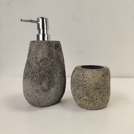 Набор из речного камня 2 предмета RN-03806 дозатор,стаканчик (143,144)