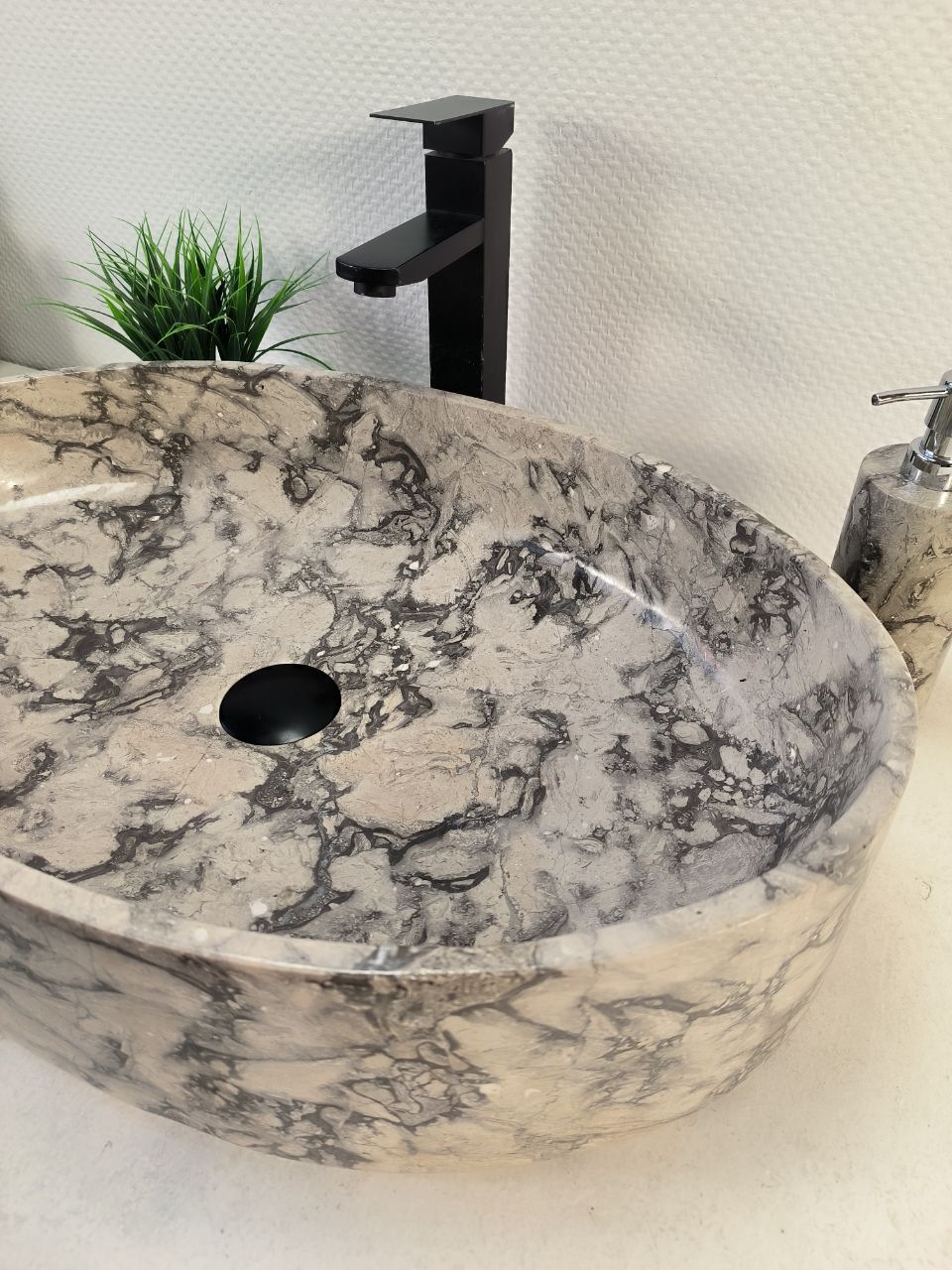 Раковина из мрамора Oval Doreng Grey Big OM-60097 (60*40*14)из натурального камня