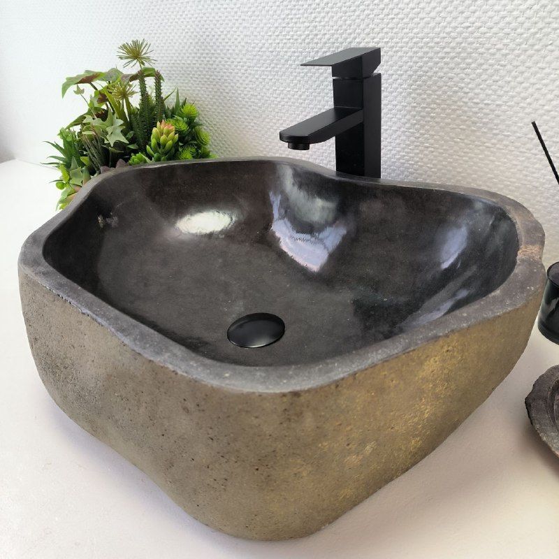 Раковина из речного камня RS-63598 (58*42*16) из натурального камня