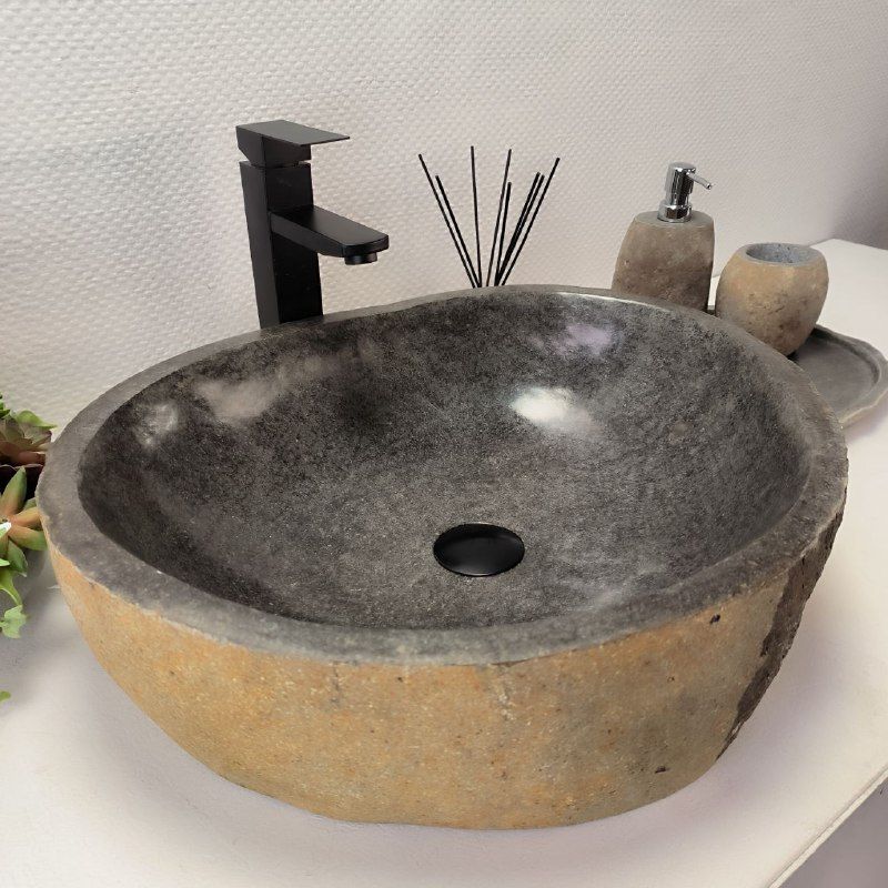 Раковина из речного камня RS-63364 (54*45*15) из натурального камня