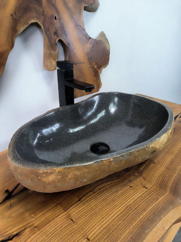 Раковина из речного камня RS-66579 56х34х15 из натурального камня