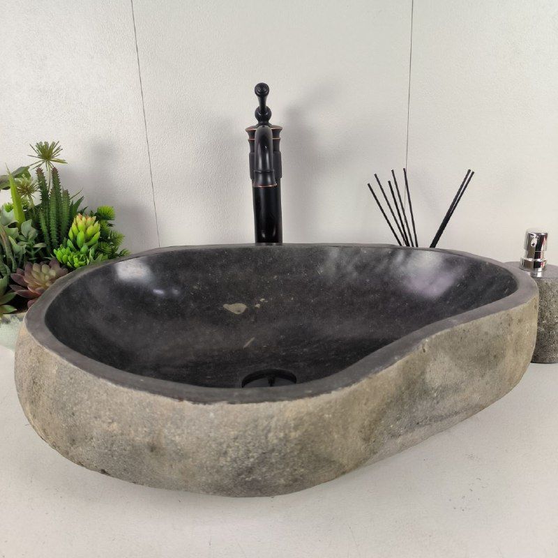 Раковина из речного камня RS-62063 (59*46*15) из натурального камня