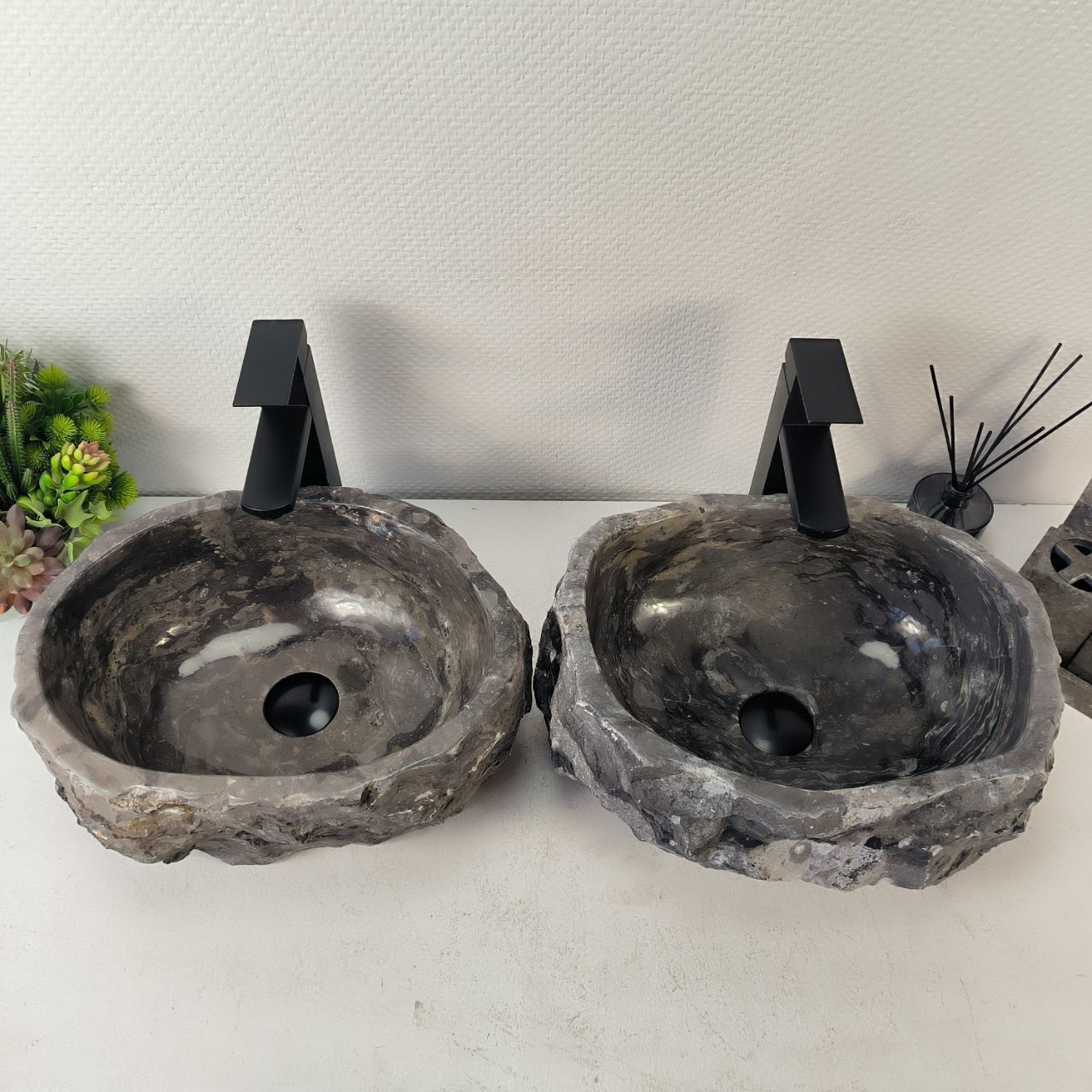Раковина из мрамора ПАРА! Erozy Grey EM-65322 40*32*16 из натурального камня