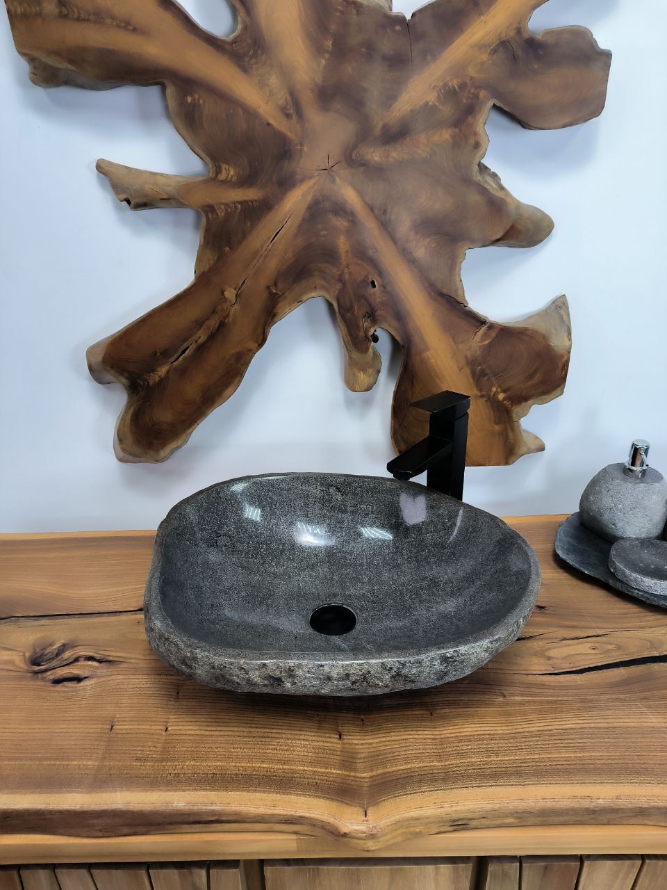 Раковина из речного камня RS-66419 50х41х15 из натурального камня