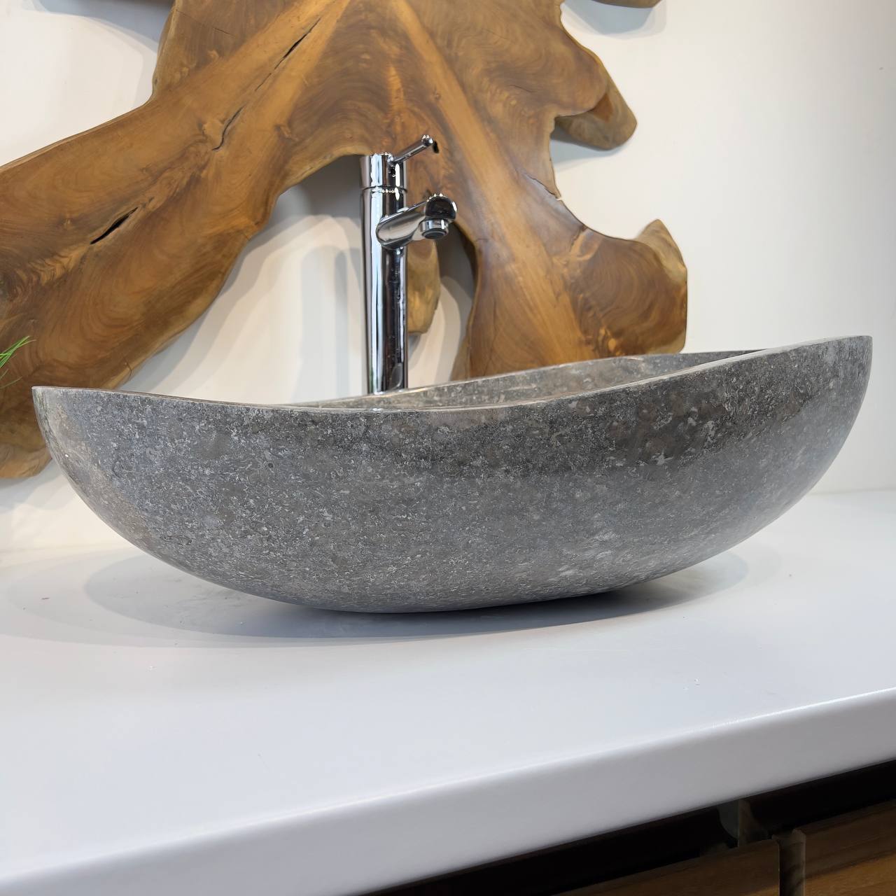 Раковина из мрамора Oval Grey OM-66796 60*40*18 из натурального камня