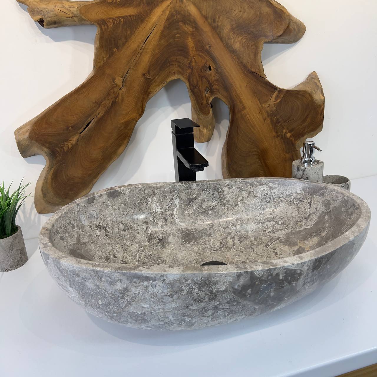 Раковина из мрамора Oval Grey OM-66802 60*40*18 из натурального камня