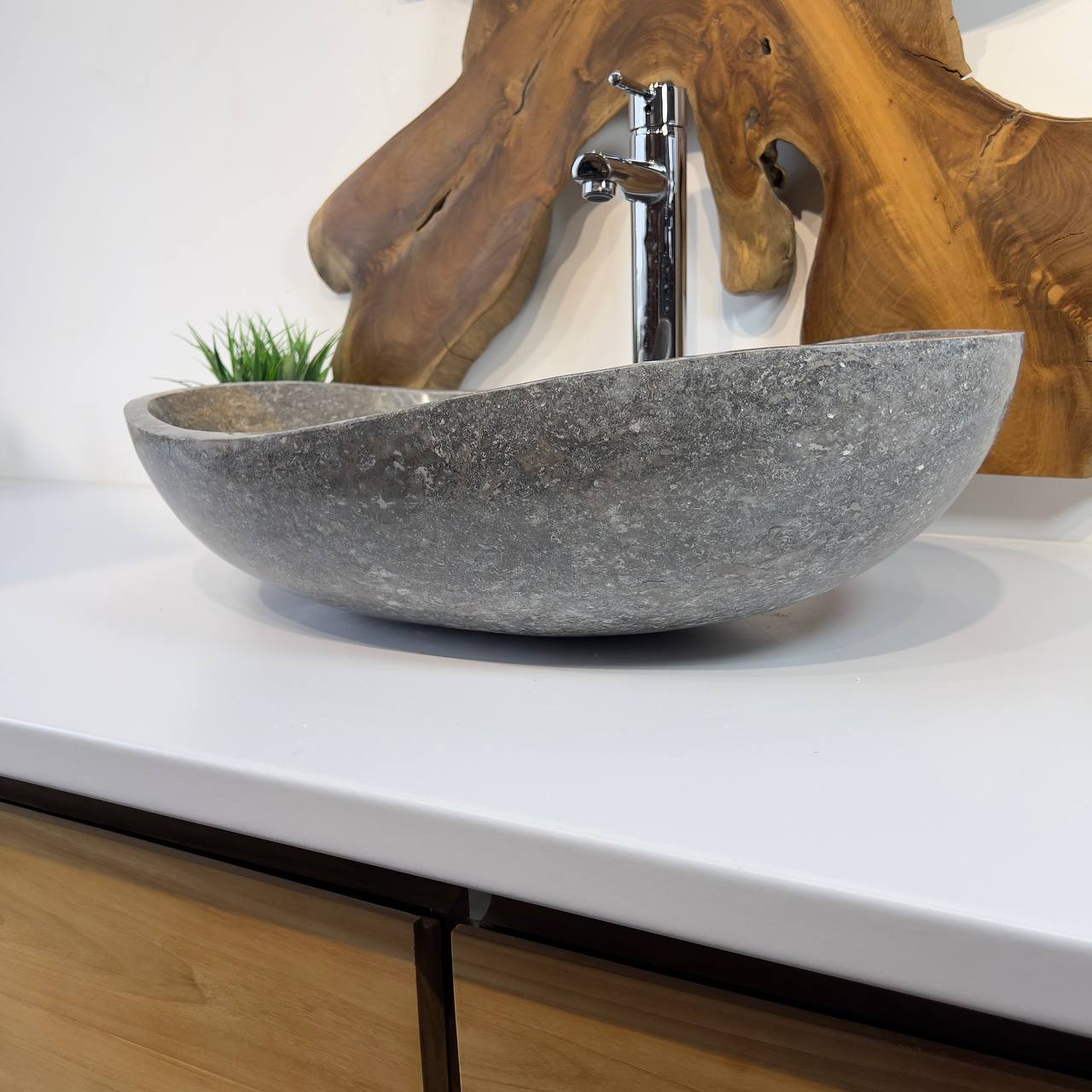 Раковина из мрамора Oval Grey OM-66796 60*40*18 из натурального камня