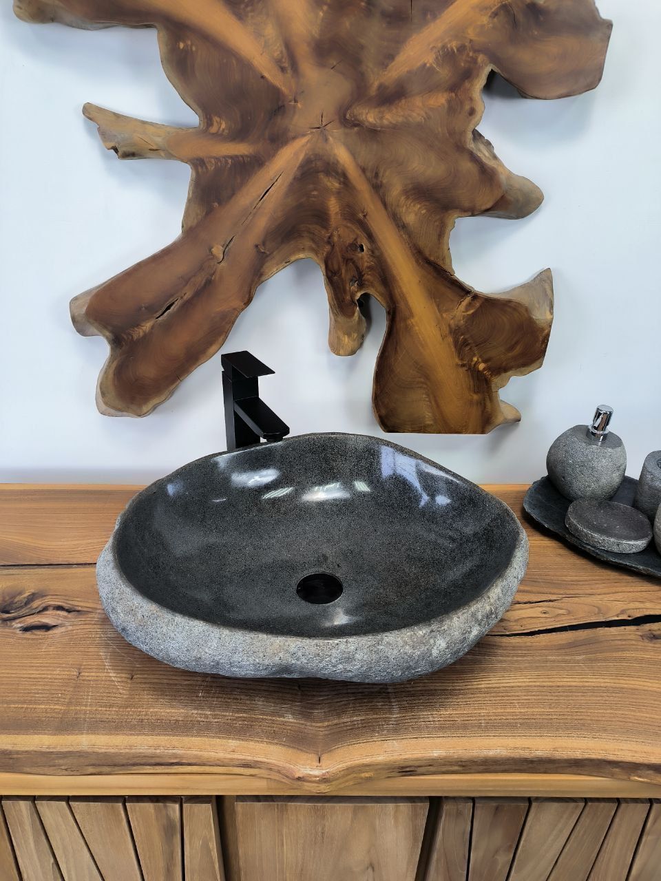 Раковина из речного камня RS-66479 54х46х15 из натурального камня