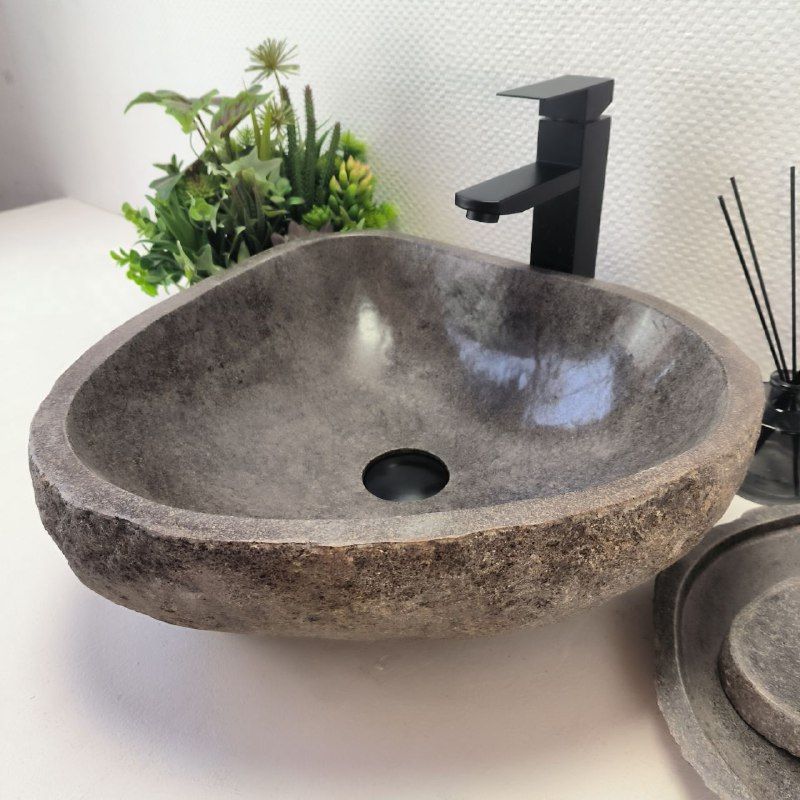 Раковина из речного камня RS-63496 (44*43*15) из натурального камня