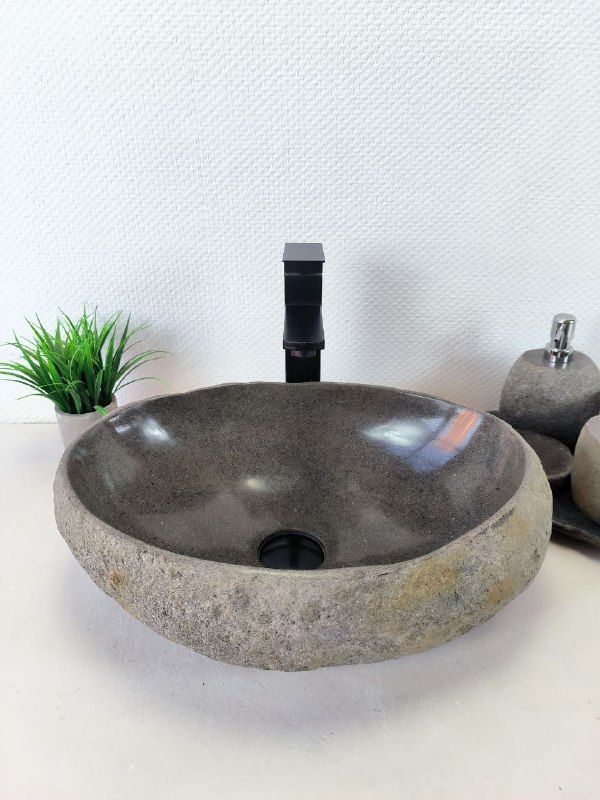 Раковина из речного камня RS-66205 46х33х15 из натурального камня