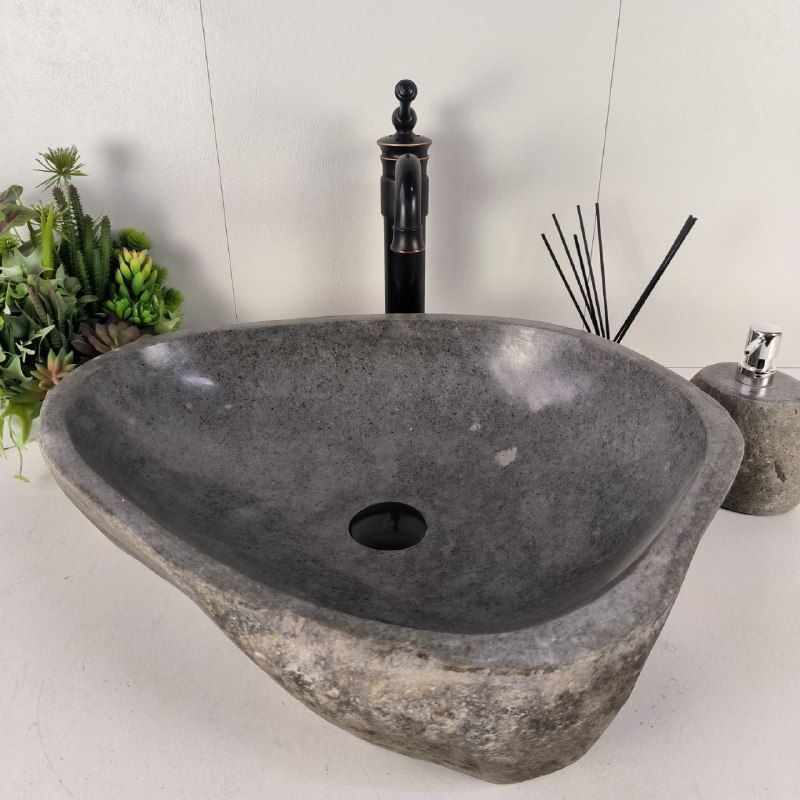Раковина из речного камня RS-62064 (56*47*15) из натурального камня