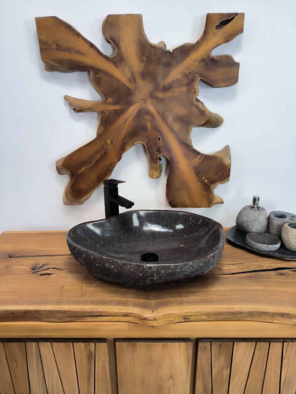 Раковина из речного камня RS-66428 56х40х15 из натурального камня