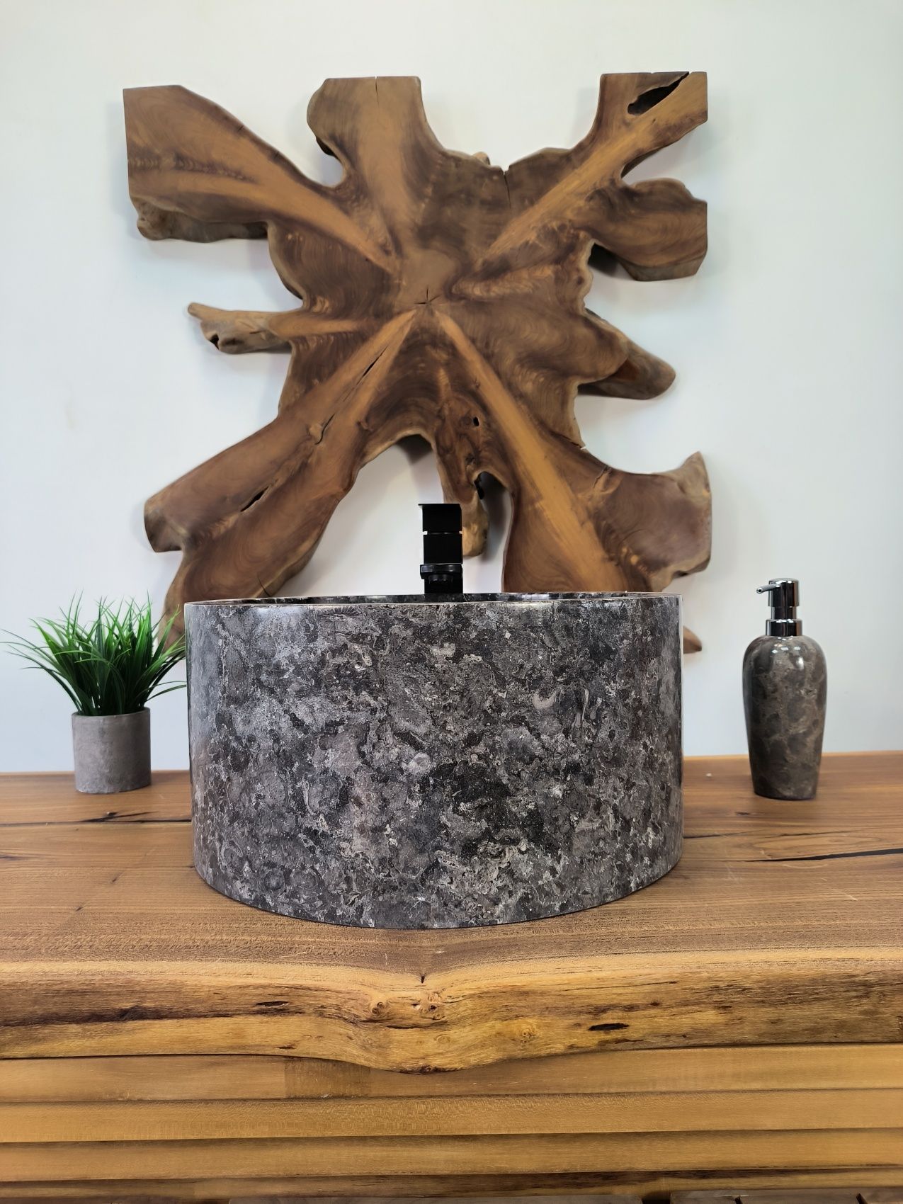 Курна для хамама и бани из мрамора Grey KM-65750 40х40х20 для натурального камня