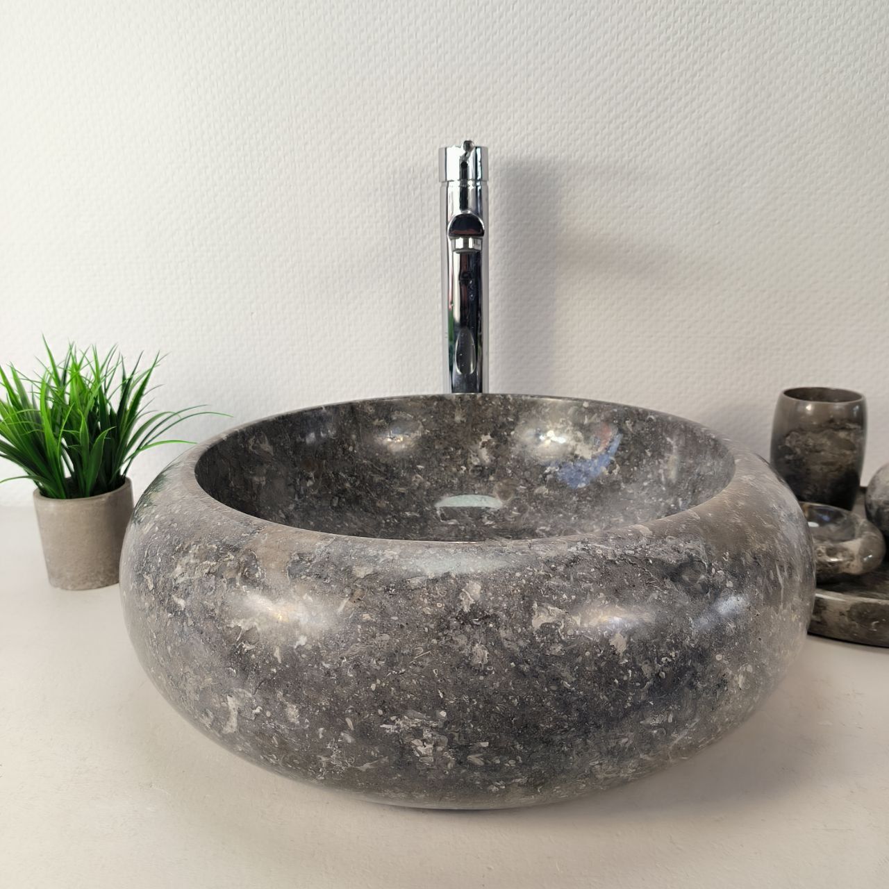 Раковина из мрамора Donut Grey DM-66091 45х45х15 из натурального камня