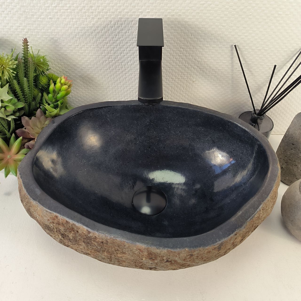 Раковина из речного камня RS-65413 43*31*15 из натурального камня