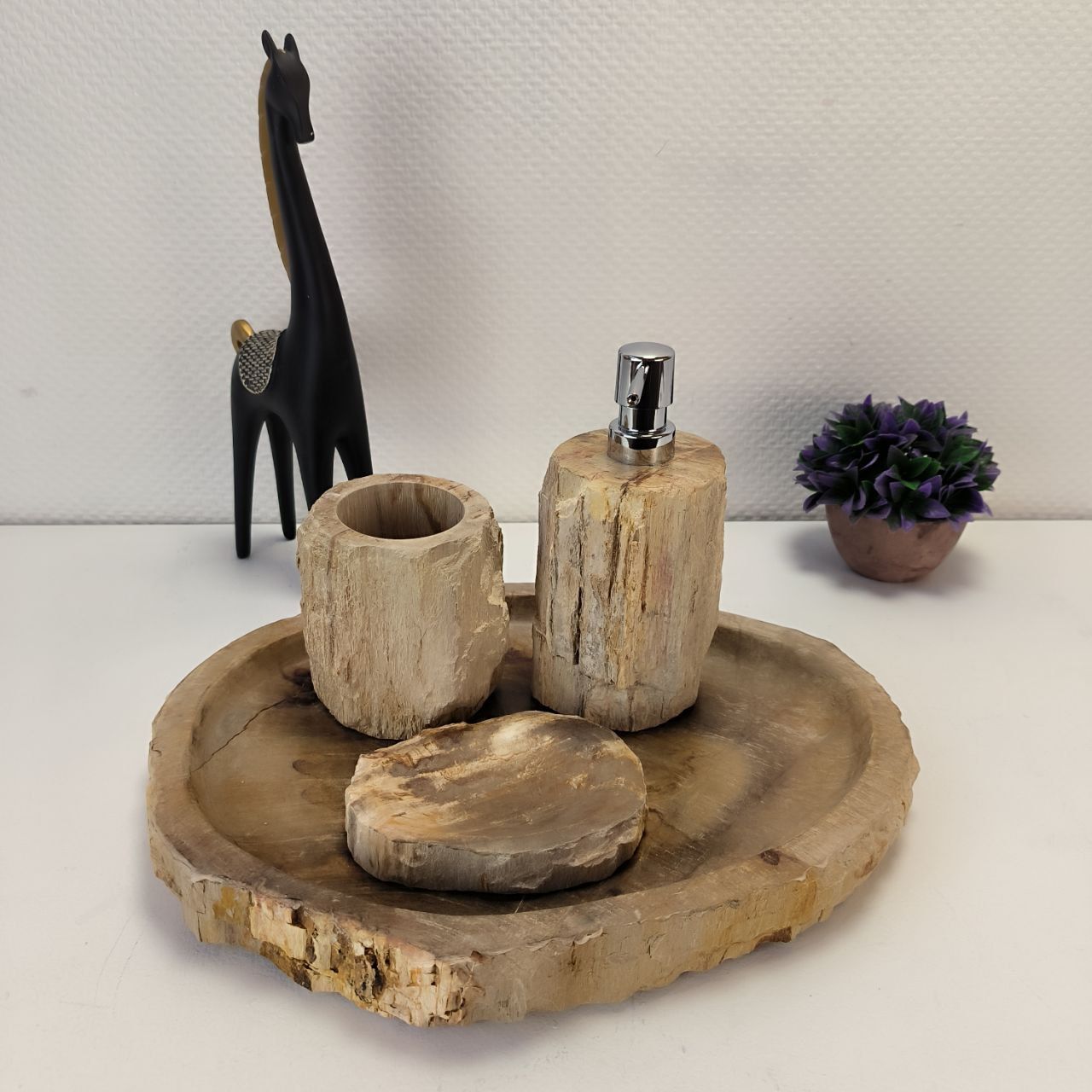 Набор из окаменелого дерева 4 предм Fossil Set NF-63069 поднос 32см*38см