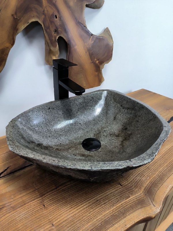 Раковина из речного камня RS-66573 47х40х15 из натурального камня