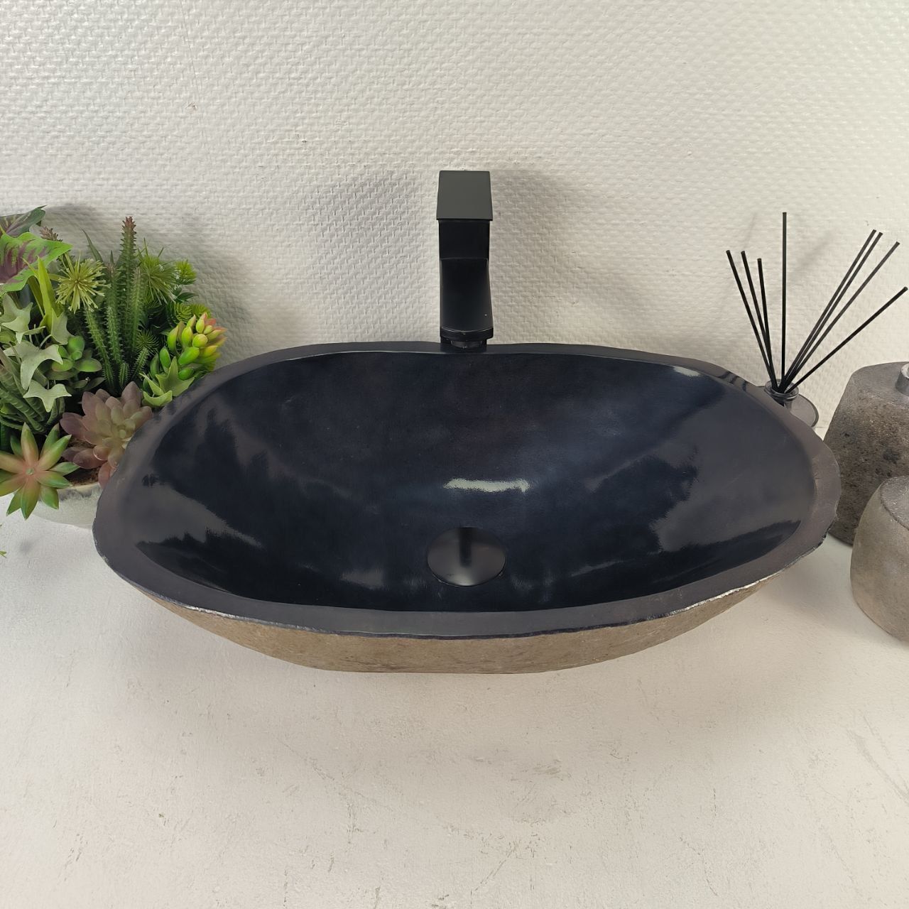 Раковина из речного камня RS-65493 53*34*16 из натурального камня