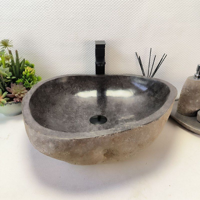 Раковина из речного камня RS-63450 (55*50*15) из натурального камня
