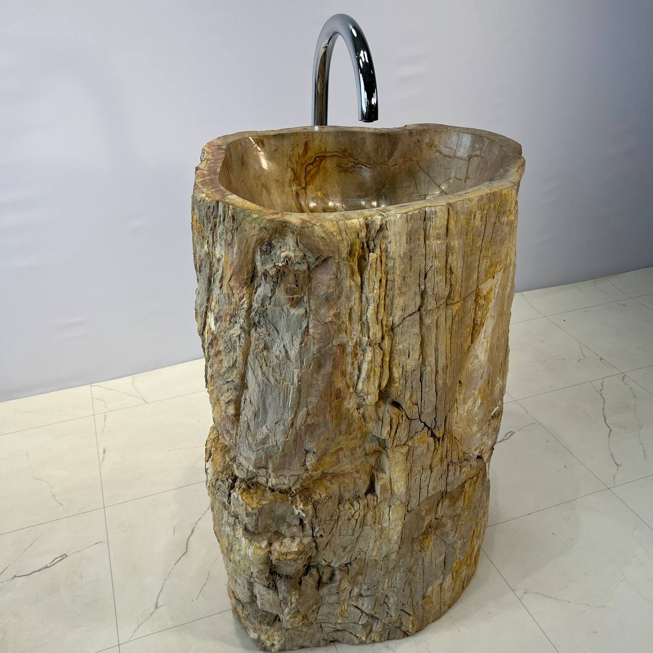 Раковина напольная из окаменелого дерева ODN-67058 56*45*90