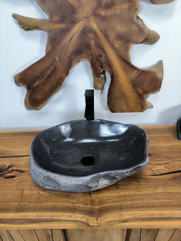 Раковина из речного камня RS-66685 52х37х15 из натурального камня