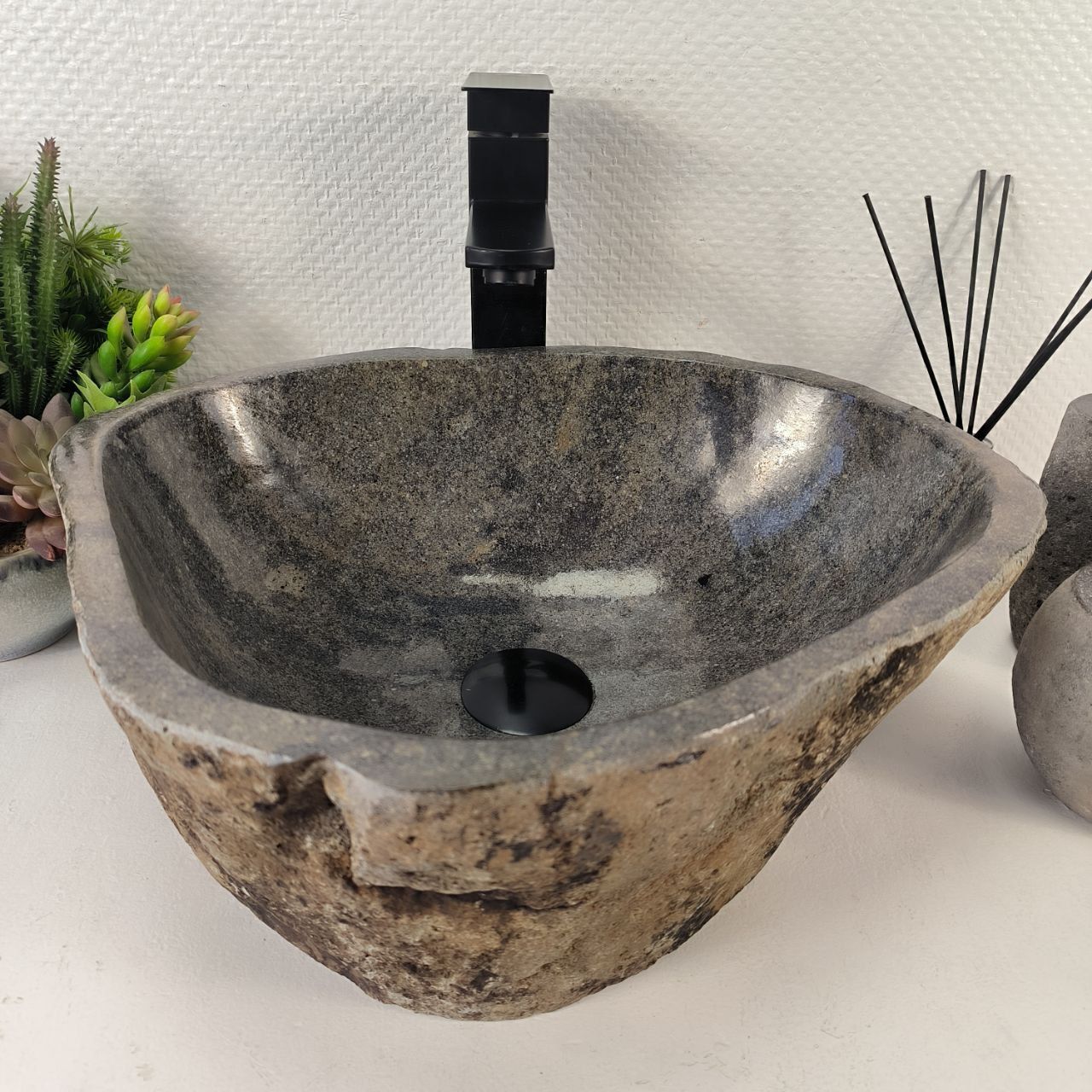 Раковина из речного камня RS-65438 45*36*15 из натурального камня