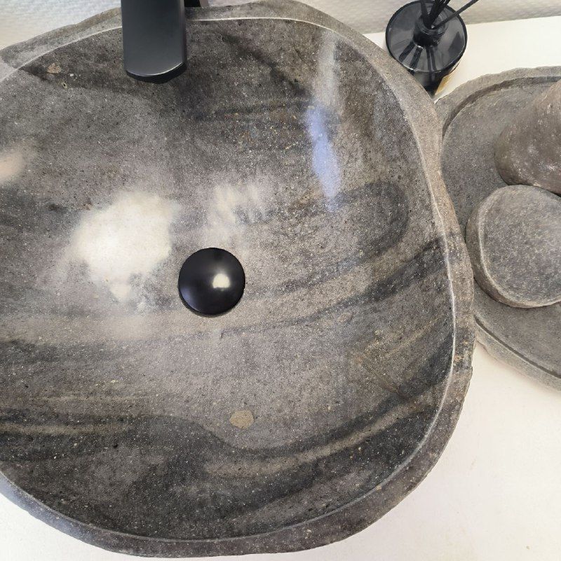 Раковина из речного камня RS-63412 (49*45*15) из натурального камня