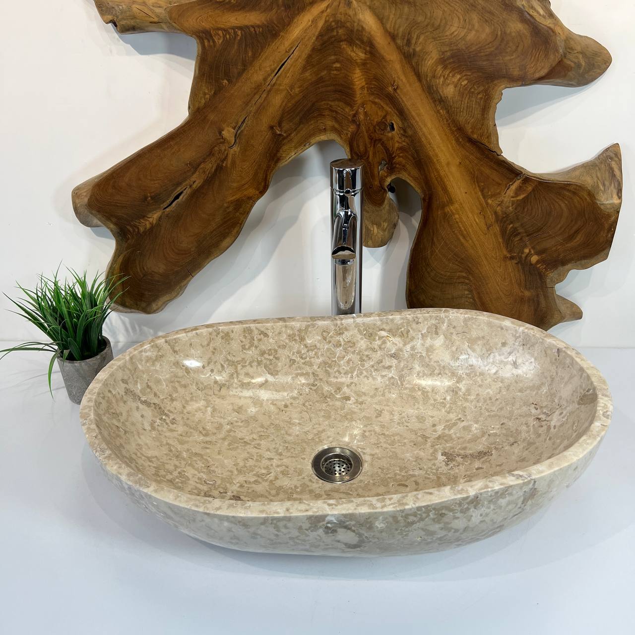 Раковина из мрамора Oval Cream OM-66806 60*37*18 из натурального камня