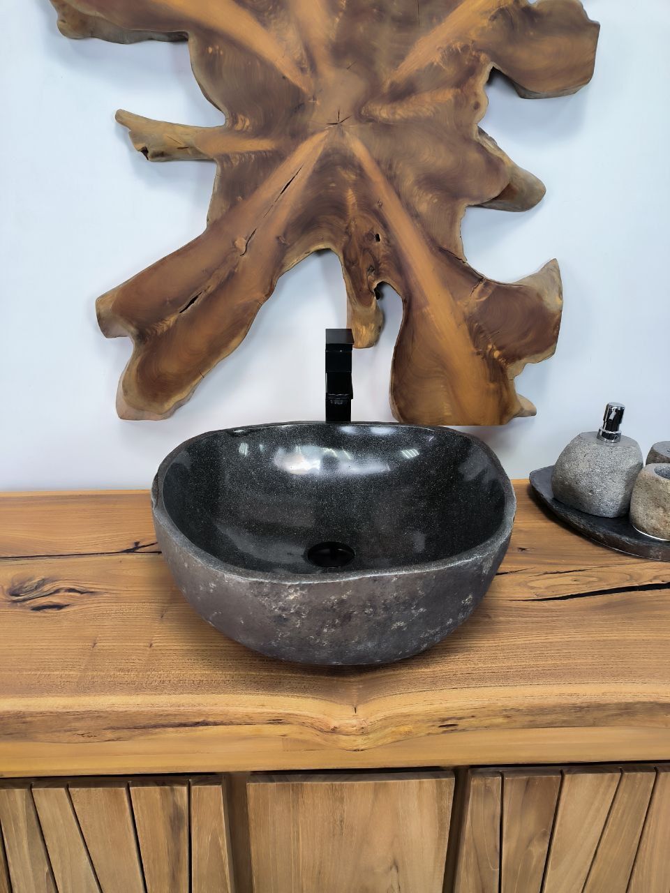 Раковина из речного камня RS-66285 47х46х15 из натурального камня