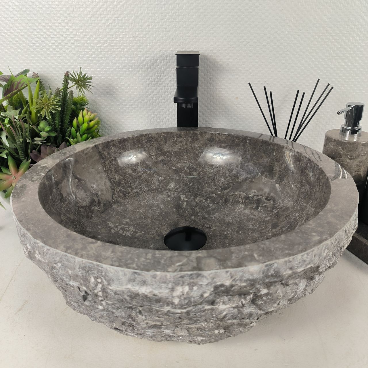 Раковина из мрамора Erozy Grey EM-64671 46*46*15 из натурального камня