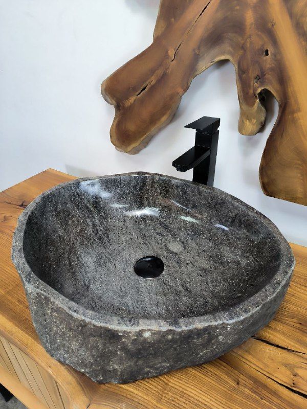 Раковина из речного камня RS-66536 54х44х15 из натурального камня