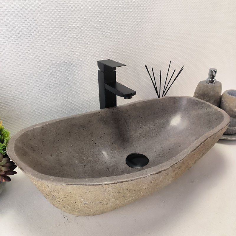 Раковина из речного камня RS-63509 (60*34*15) из натурального камня
