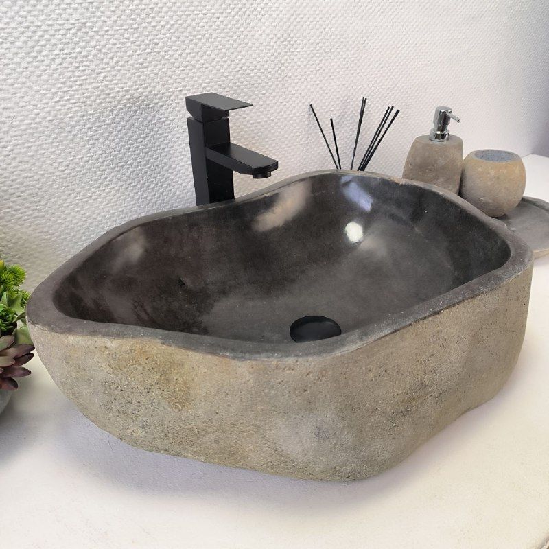 Раковина из речного камня RS-63598 (58*42*16) из натурального камня