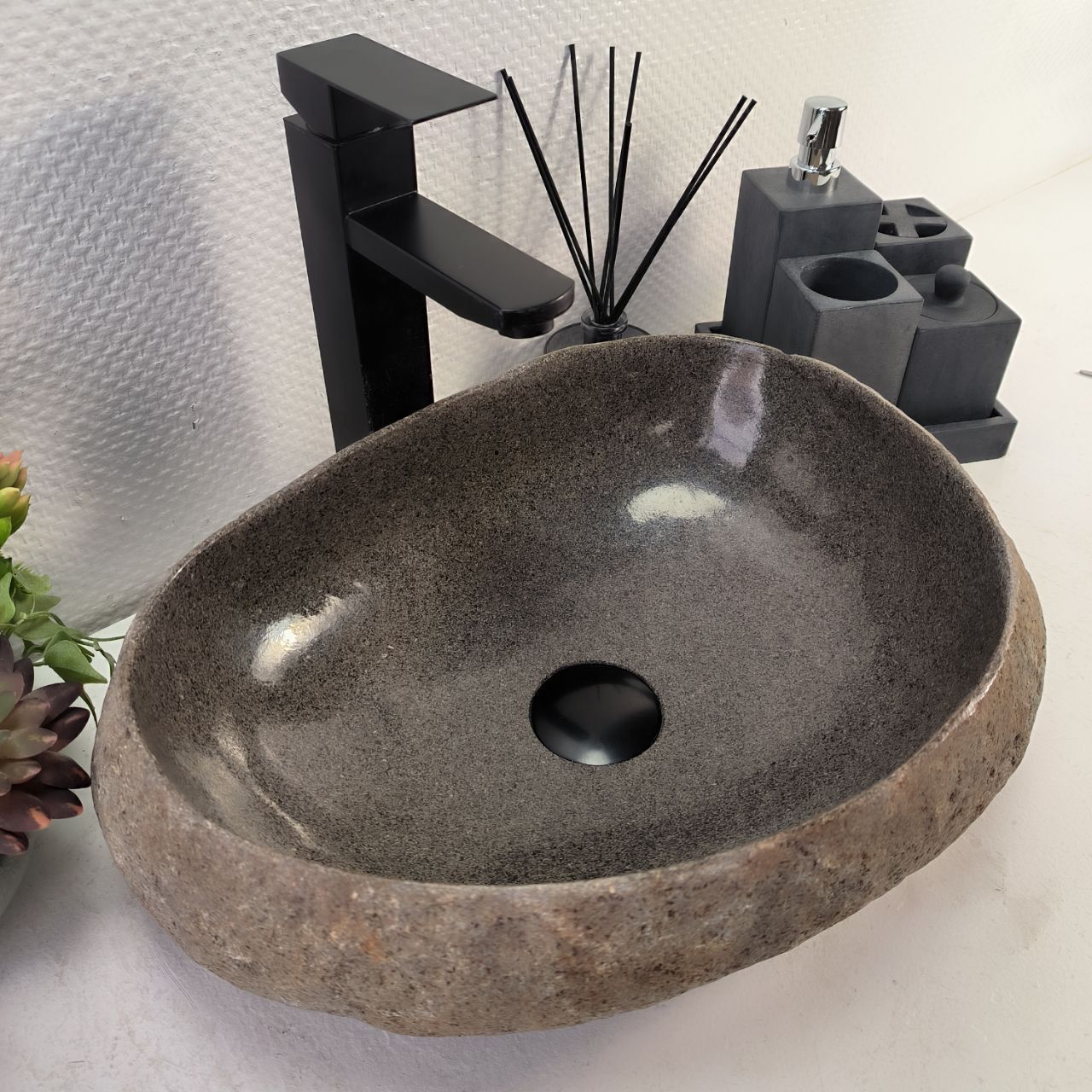 Раковина из речного камня RS-65066 43*32*14 из натурального камня