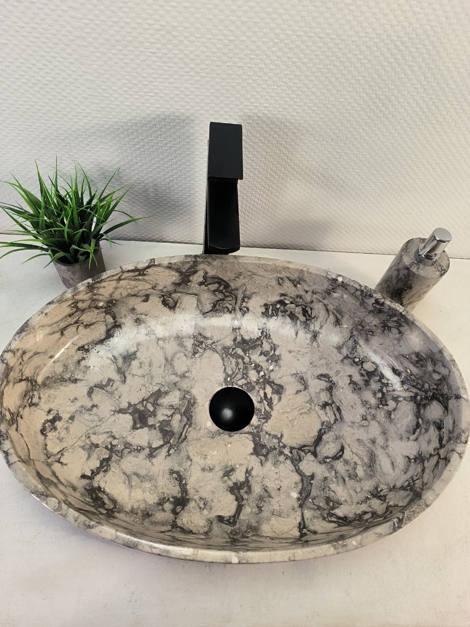 Раковина из мрамора Oval Doreng Grey Big OM-60097 (60*40*14)из натурального камня