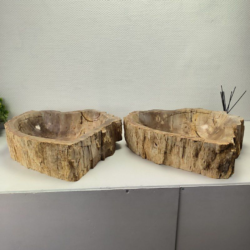 Раковина из окаменелого дерева ПАРА! OD-62096 55*55*15 2шт из натурального камня