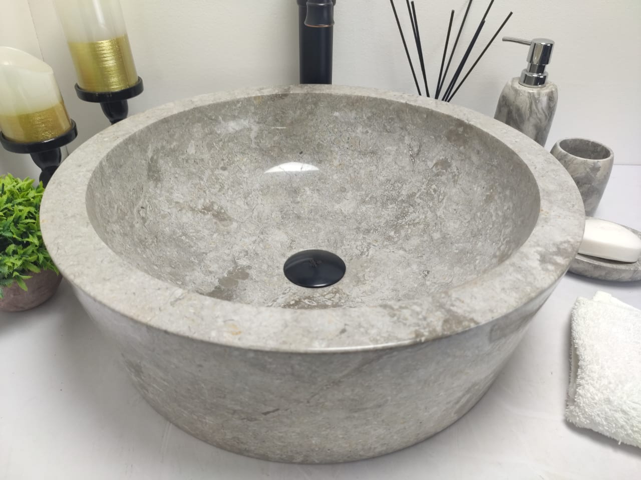 Раковина из мрамора Drum Grey Medium DM-60197 45*45*15 из натурального камня