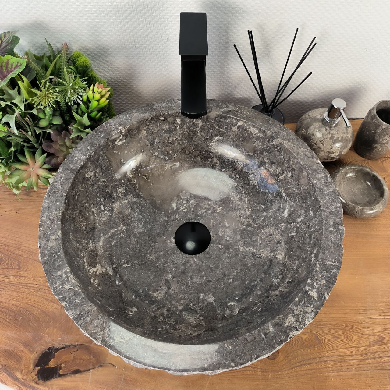 Раковина из мрамора Erozy Grey EM-64527 46*46*15 из натурального камня