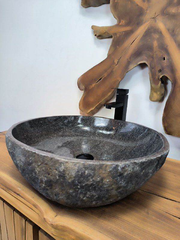 Раковина из речного камня RS-66328 52х48х15 из натурального камня
