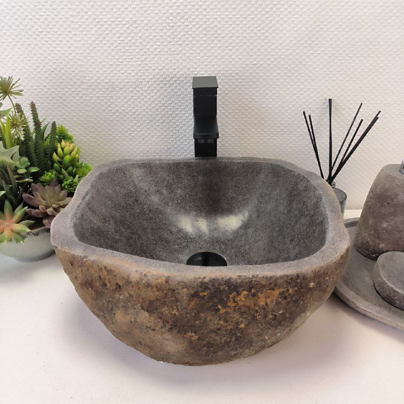 Раковина из речного камня RS-63477 (40*37*15) из натурального камня