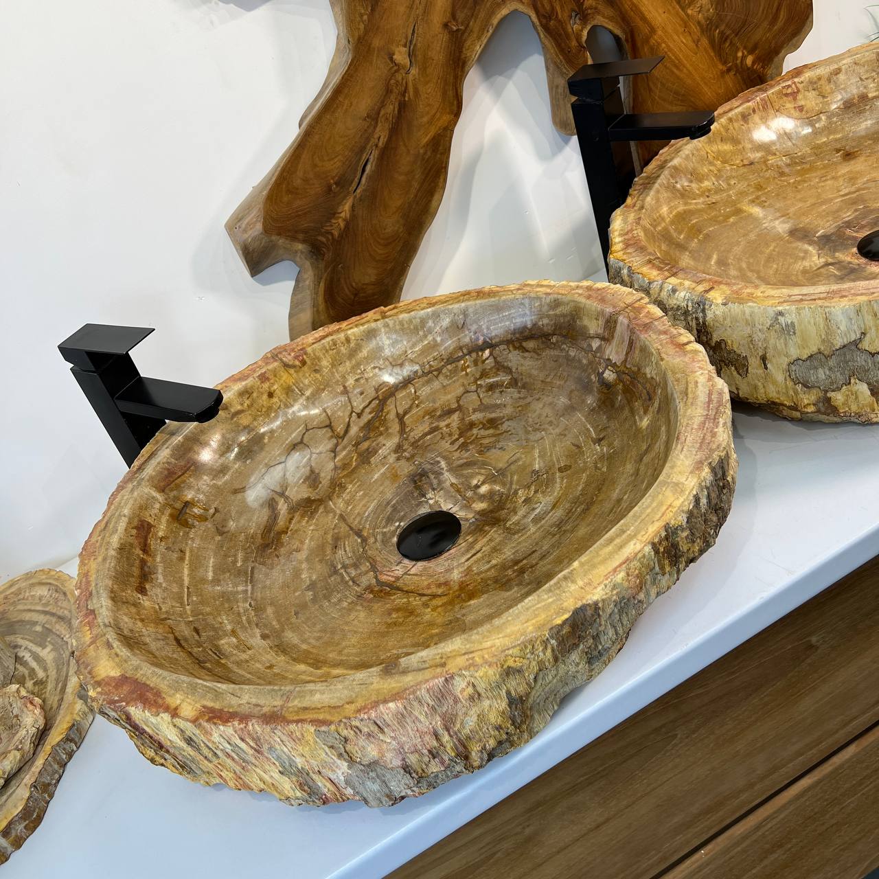 Раковина из окаменелого дерева ПАРА! OD-66878 62*55*15 из натурального камня