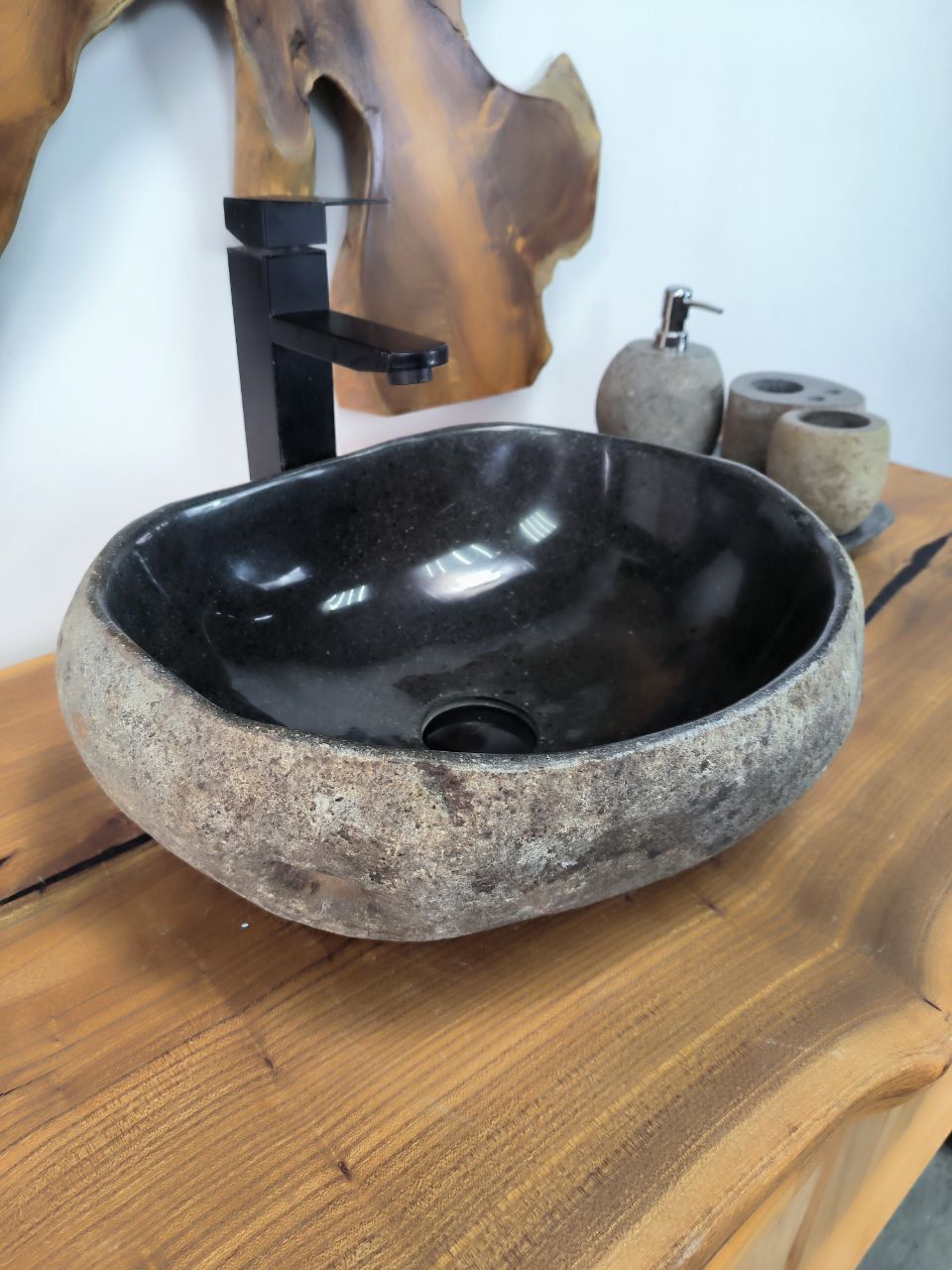Раковина из речного камня RS-66373 41х33х14 из натурального камня