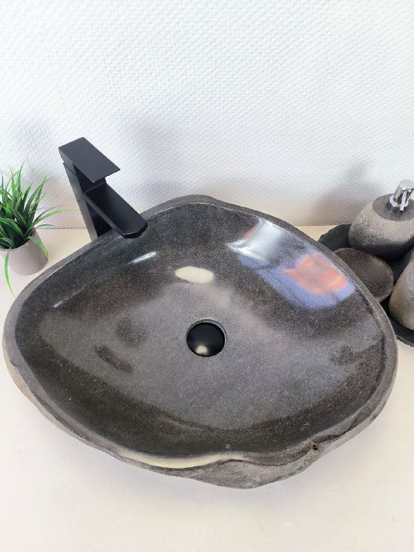 Раковина из речного камня RS-66193 56х47х15 из натурального камня