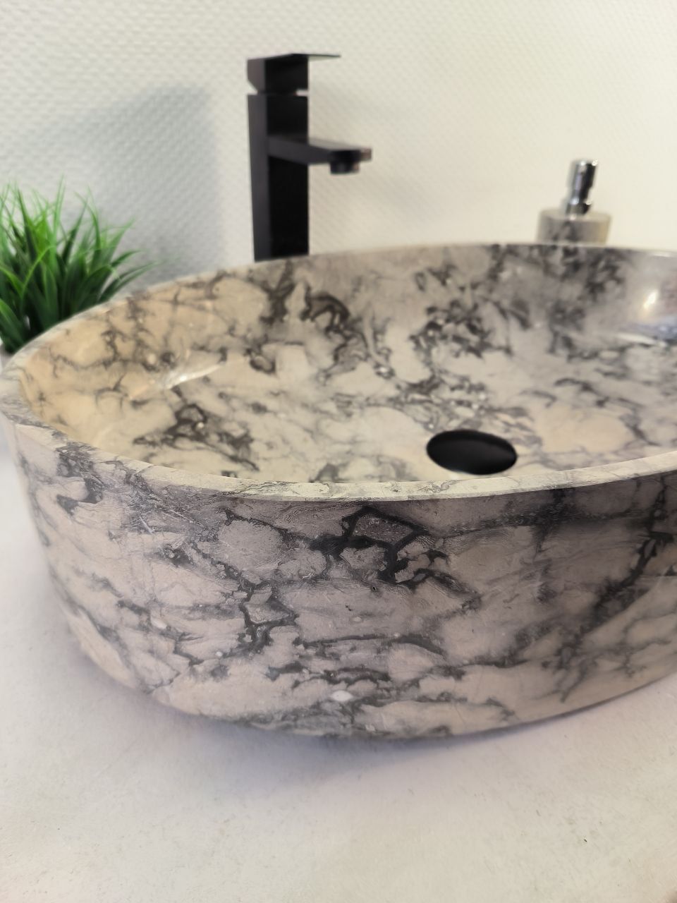 Раковина из мрамора Oval Doreng Grey Big OM-60097 (60*40*14)из натурального камня