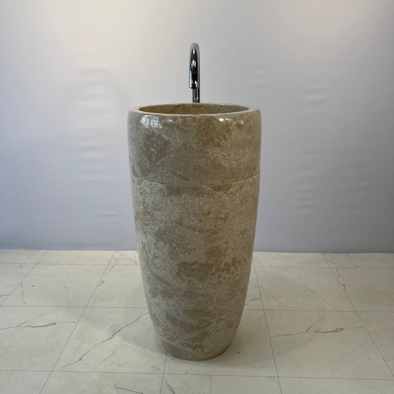 Раковина напольная из мрамора Round Midle Cream MN-67055 45*45*90